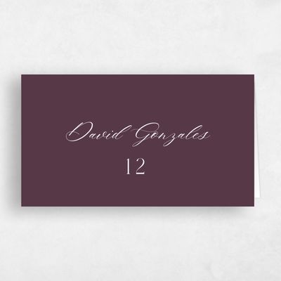 Purple Typography Wedding Place Card - Aion