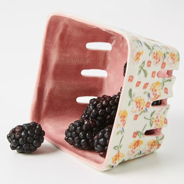 Floral Ceramic Berry Basket
