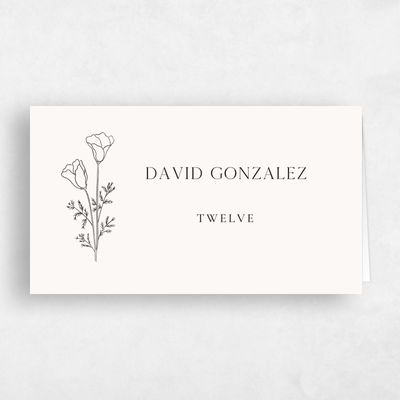 Beige Simple Wedding Place Card - Coquelicot