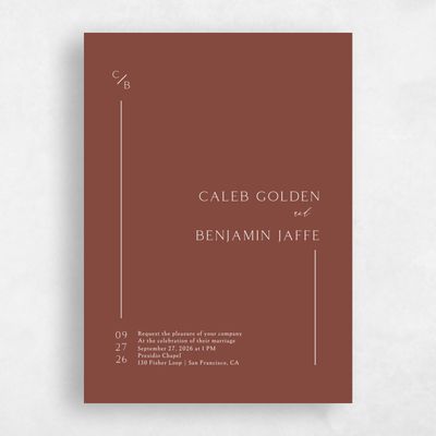 Brown Wedding Invitation - Merick Portrait