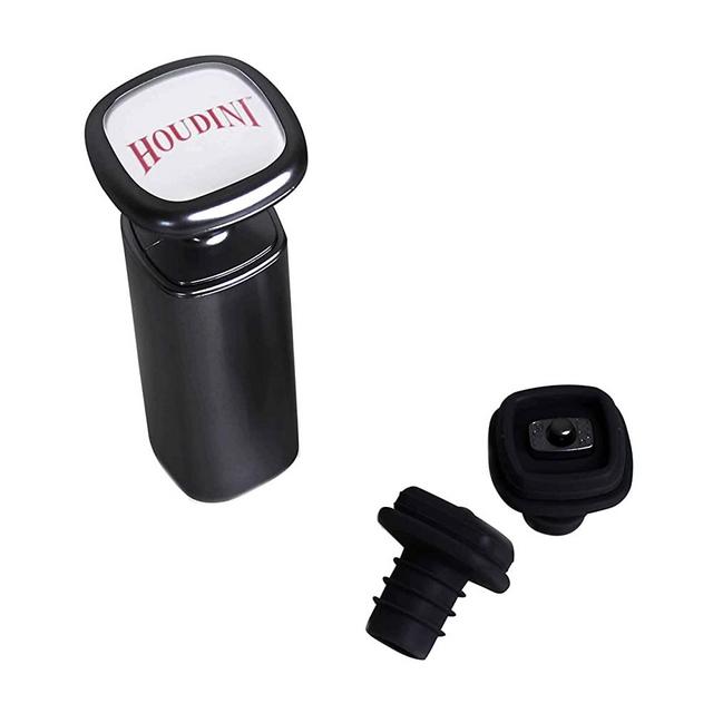 Rabbit Houdini Wine Preserver with Set of 2 Vacuum Bottle Stoppers (Black)
