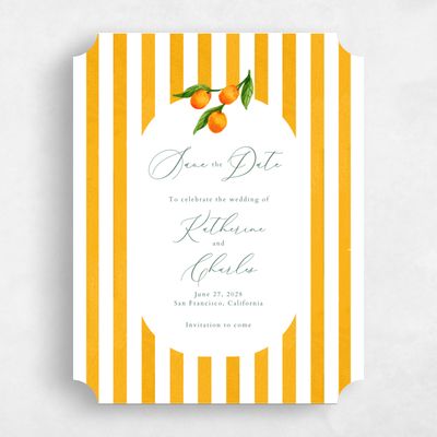 Orange Ticket Wedding Save the Date - Tropea Portrait