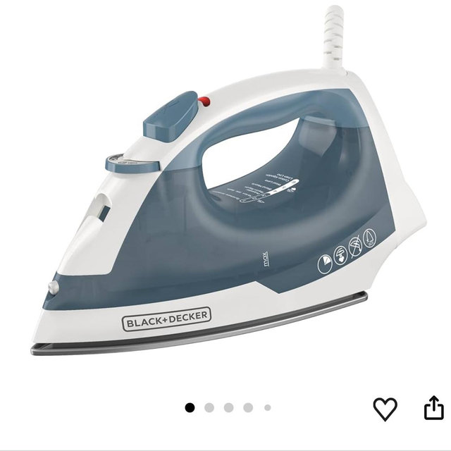 BLACK+DECKER Easy Steam Compact Iron for Clothes, Automatic Shutoff, Nonstick Plate, Light Weight, 1200 Watts