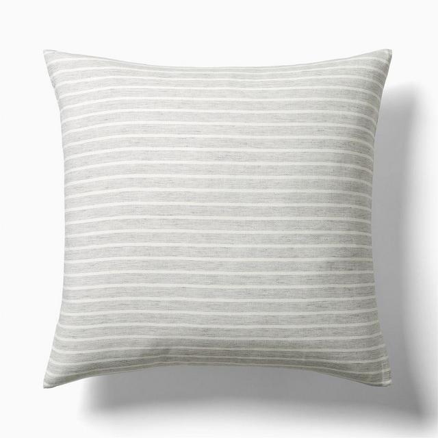 European Flax Linen Euro Sham, Charcoal Multistripe