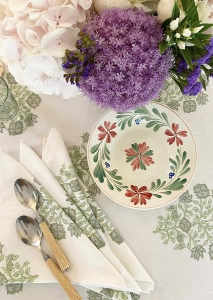 India Amory Celadon Poppy Dinner Napkins, Set of 4
