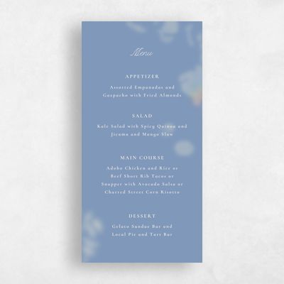 Denim Blue Wedding Menu - Ola