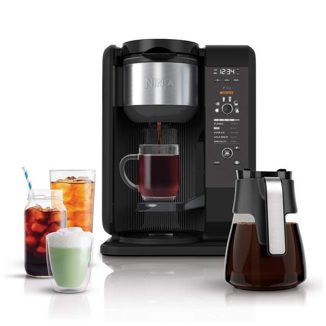 Ninja Hot and Cold Brewed System, Auto-iQ Tea and Coffee Maker with 6 Brew Sizes, 5 Brew Styles, Frother, Coffee Tea Baskets with Glass Carafe (CP301)