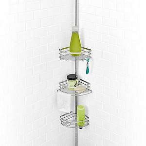 SALT Steel 3-Tier Pole Shower Caddy in Sterling