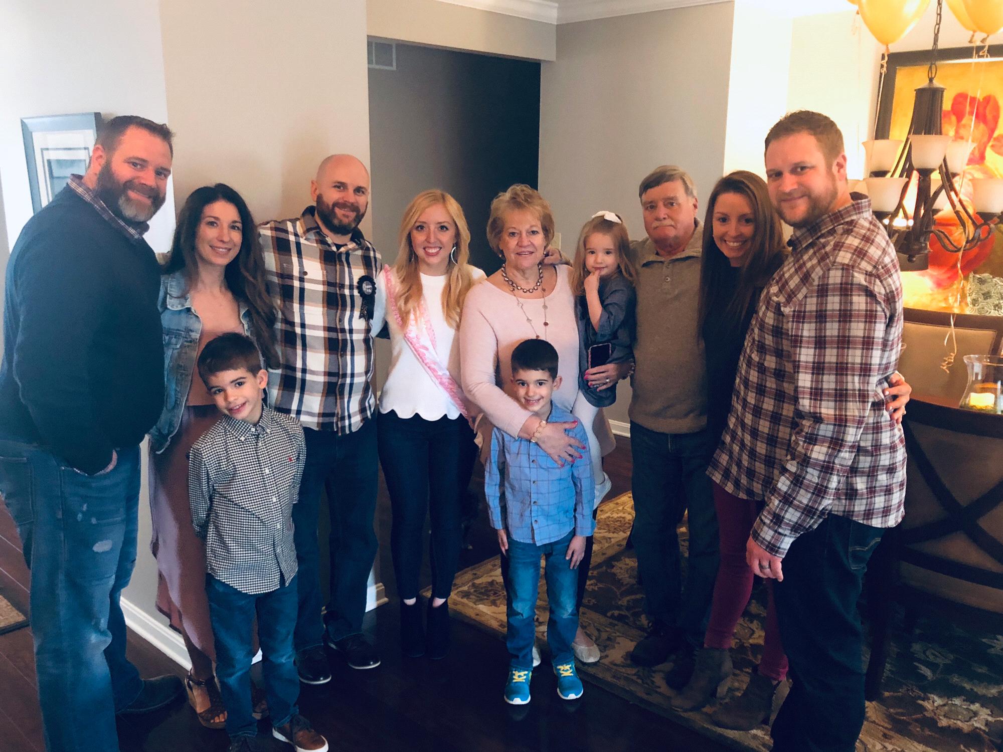 Posing with Nate's side of the family at our engagement party.