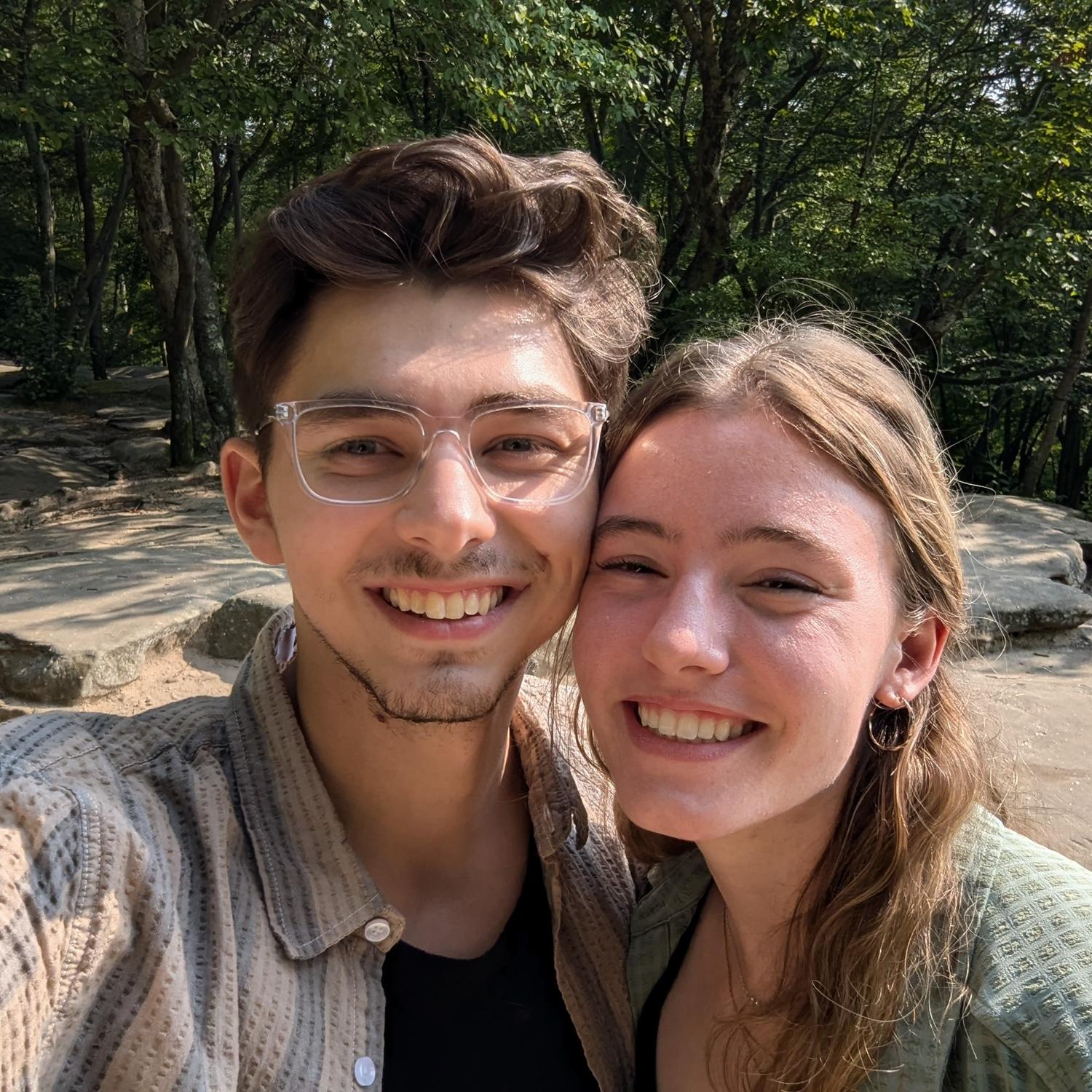 Here we are on our 6-month anniversary for a picnic at the Ledges Trail lookout. Ah, just a couple of kids...