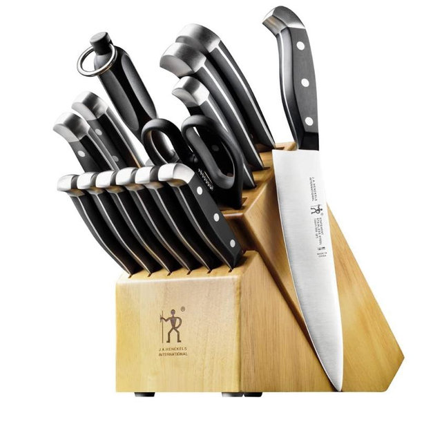 HENCKELS Statement Premium Quality 15-Piece Set with Block, Natural, Razor-Sharp, German Engineered Informed by 100+ Years of Mastery, Lightweight and Strong, Dishwasher Safe