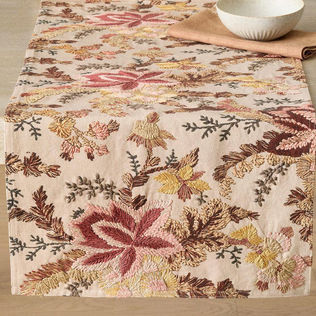 Emrys Embroidered Cotton Table Runner - Multi
