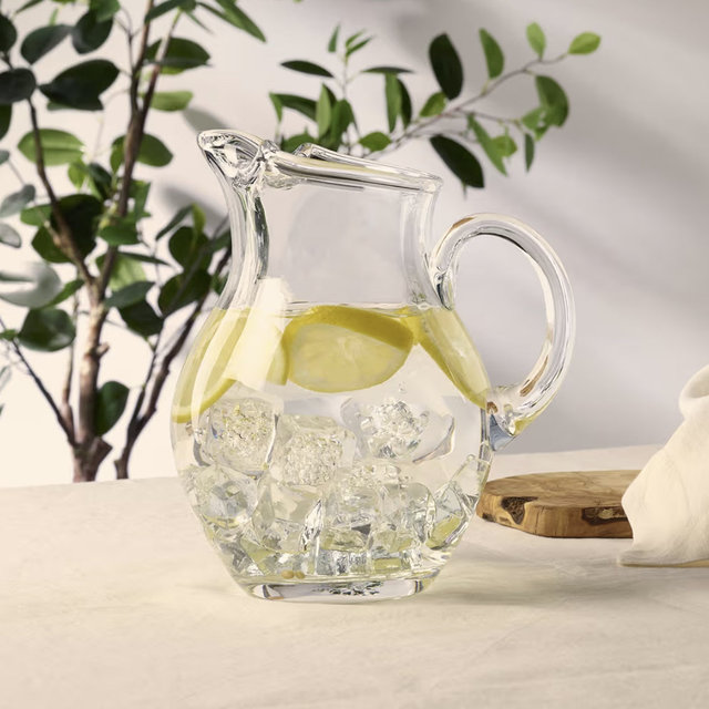 Mikasa Napoli Glass Pitcher, 70 oz - Large Glass Water Pitcher with Spout for Serving Water, Juice, Sangria, Lemonade and More - Dishwasher Safe Elegant Glass Pitcher for Entertaining