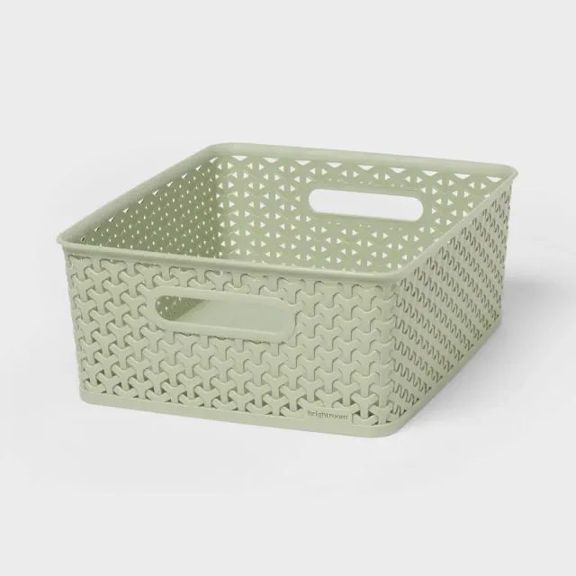 Y-Weave Medium Decorative Storage Basket Green - Brightroom™