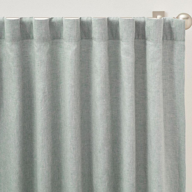 Belgian Flax Linen Curtain, Mineral Blue, 50 x 84"