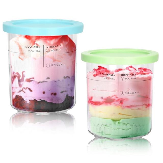 For Ninja Creami Deluxe Pints- 2 Pack, NC500 NC501 Ice Cream Pint fit for Ninja Delux Ice Cream Maker, For Ninja Creami Deluxe Containers Hold 24 Ounces of Food, Dishwasher Safe