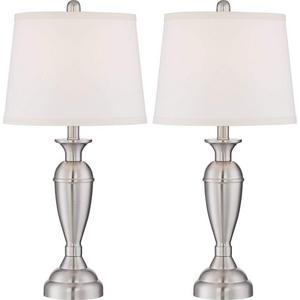 Blair Brushed Steel Metal Table Lamp Set of 2