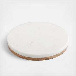 Wood Marble Round Trivet