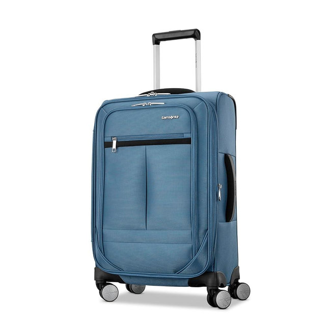 Samsonite Carry-On Soft-Sided Expandable 21-Inch Element Suitcase: Airline Approved for Most Major Airlines, Durable, 360° Spinner Wheels, Adjustable Handle, 2 Front & Side Pocket- CAPTAINS BLUE