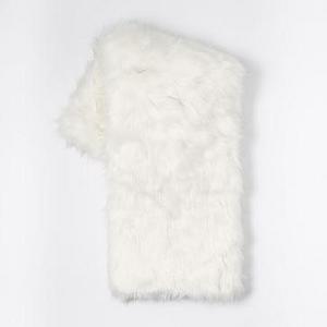 Faux Fur Brushed Tips Throw, 47"x60", Stone White