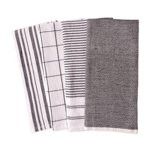 Artisanal Kitchen Supply® Reversible Terry Kitchen Towels in Black (Set of 4)