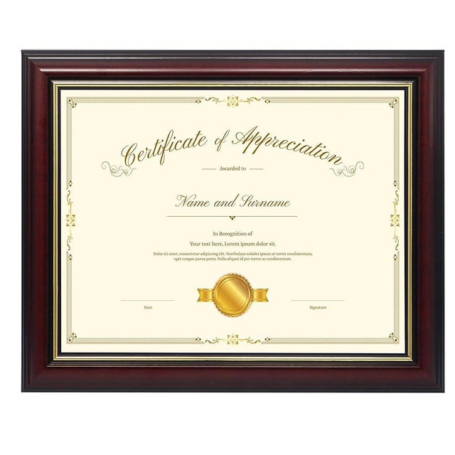 Hodeframe 8.5x11 Wood Diploma Frame, 8-1/2 x 11 frame,Certificate Document Frame, Picture Frame with UV Protection Acrylic & Solid Wood,Cherry Finish for Wall and Tabletop