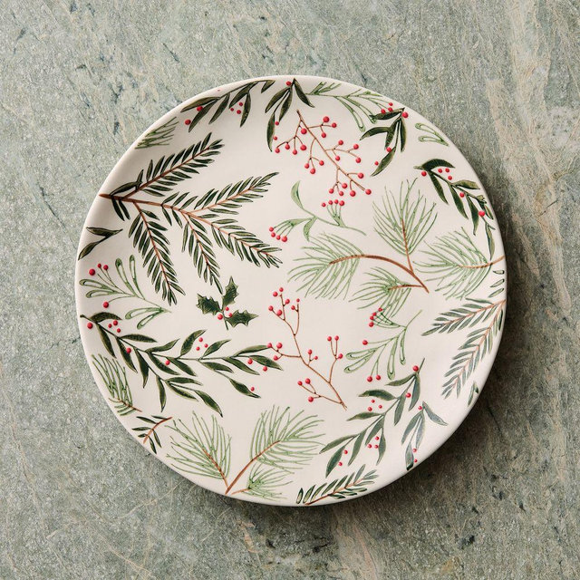 Tannenbaum Dinnerware, Stoneware Dinner Plate, Winter Berries, Set of 4