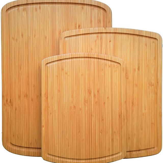 Organic Bamboo Cutting Board Set of 3 with Lifetime Replacements - Wood Cutting Board Set with Juice Groove - Wooden Chopping board Set for Kitchen, Meat and Cheese - Single Tone