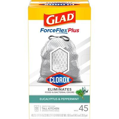 Glad ForceFlexPlus Tall Kitchen Drawstring Trash Bags - Eucalyptus Mint - 45ct/13 Gallon