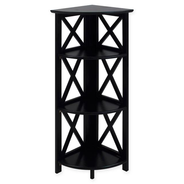 Casual Home Montego 4-Shelf Corner Folding Bookcase in Black