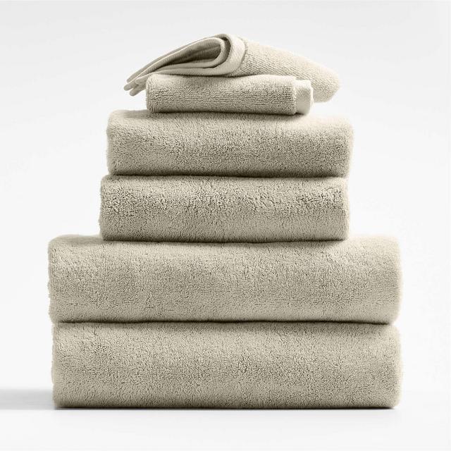 Organic Turkish Cotton 800-Gram Taupe Towels, Set of 6