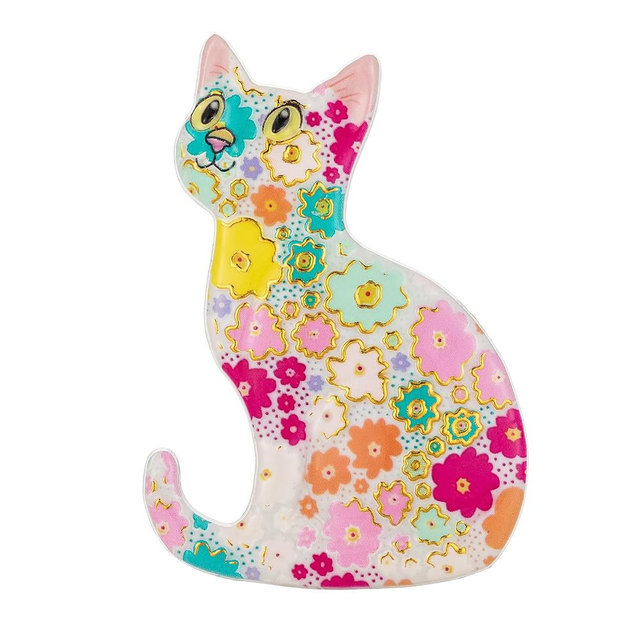 Bamsod 3D Cat Shaped Fridge Magnet,Resin Refrigerator Magnet, Cute Embossed Sculpted Decor Gift for Cat Lovers, 3.35 x 2.36 Inches (3)