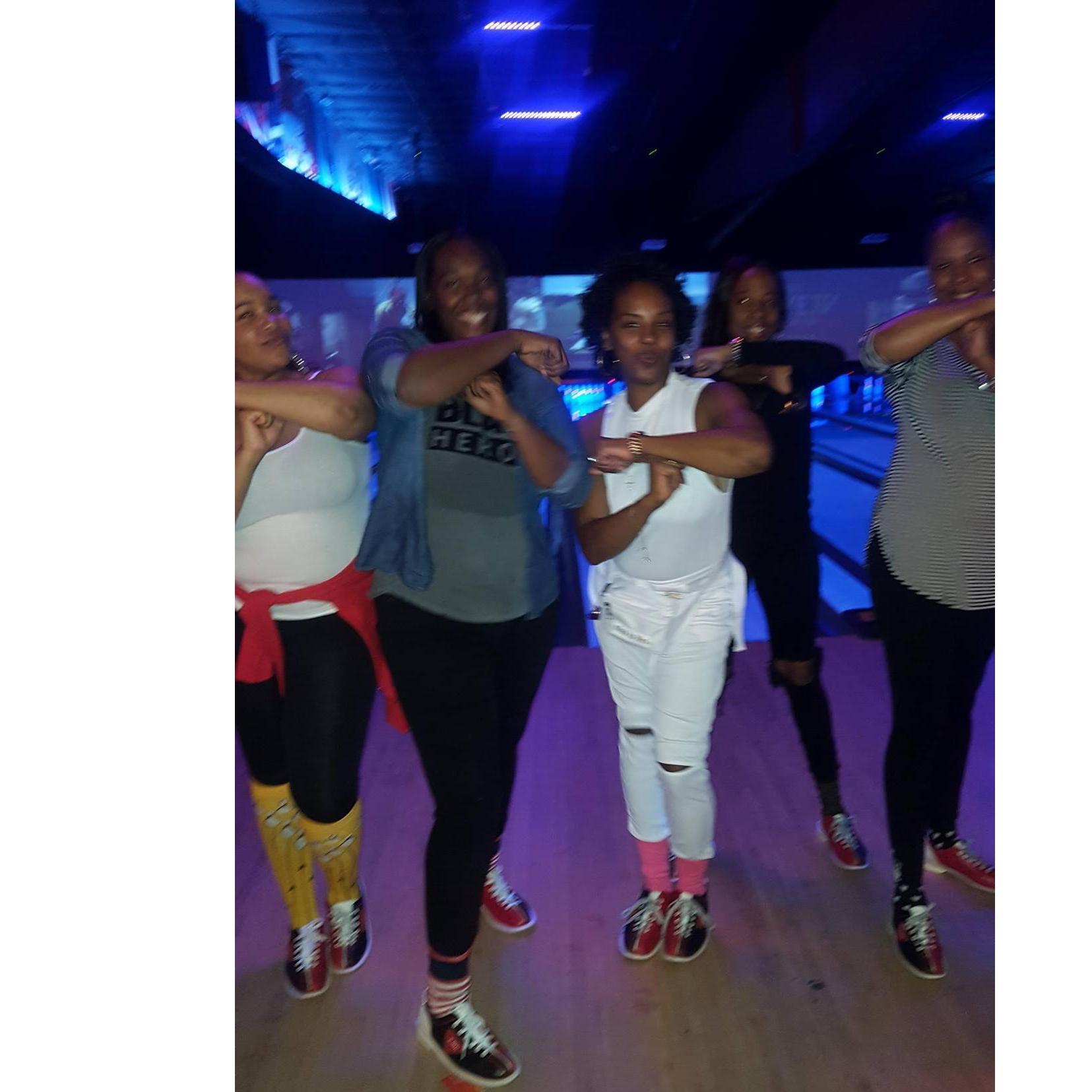 Bowling fun with the girls and the 'T' team won