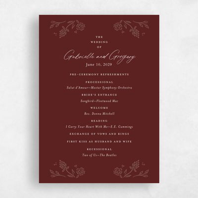 Multi-Colored Wedding Program - Clarian