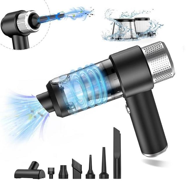 Handheld Car Vacuum Cleaner, High Power 7 in 1 Vacuum Cleaner and Air Duster, 16000Pa 120W Wet and Dry Handheld Car Vacuum Cleaner with LED Light and Multi-Nozzles for Car, Home, Office, Pet (black)