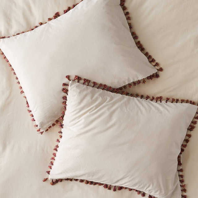 Washed Cotton Tassel Sham Set