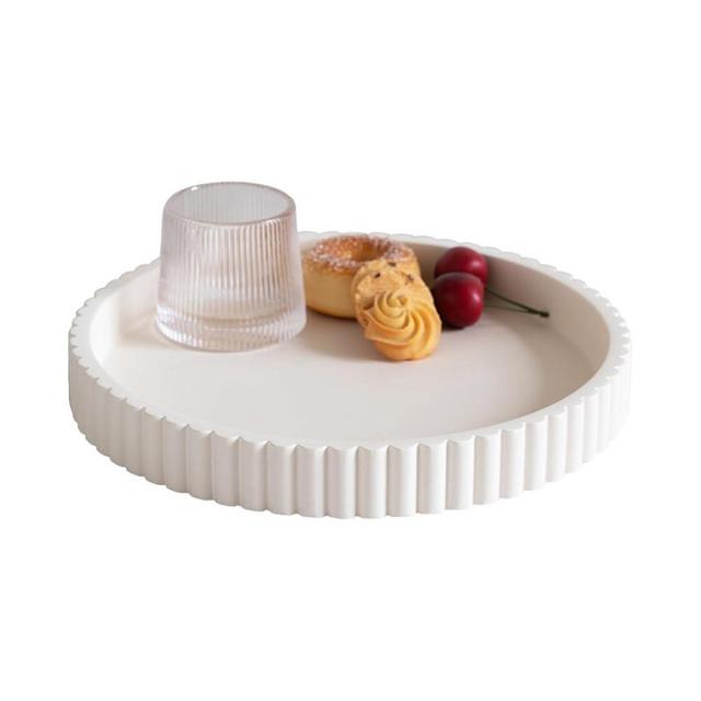 Decorative Tray for Coffee Table Tray Decor, Concrete White Round Tray Home Decor Tray, Table Trays Decorative, Bandejas Decorativas, Centerpiece Tray