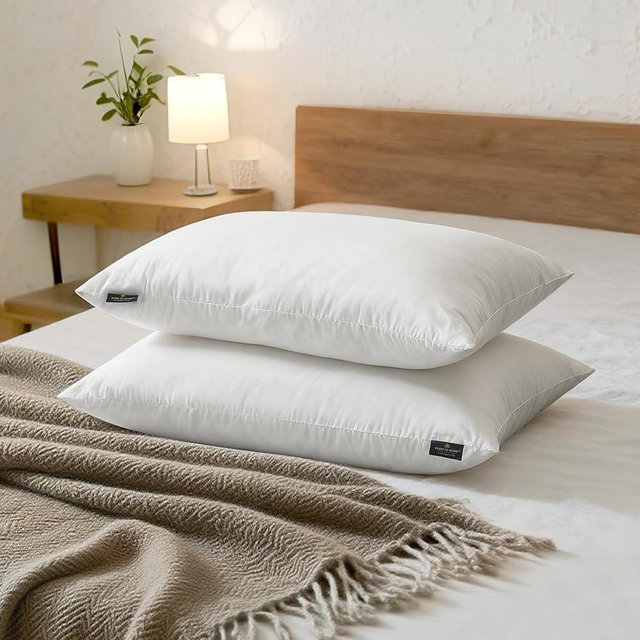 Farm to Home Feather and Down Pillows, 100% Organic Cotton Cover Pillows, Luxury Hotel Collection Bed Pillows for Sleeping, 20" x 28" Jumbo Size Set of 2