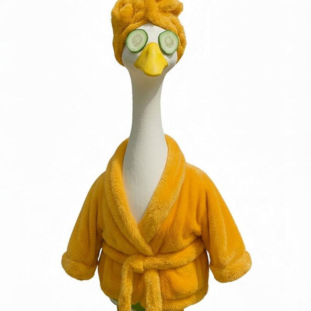 GigaCircle Lady Porch Goose Outfits with Spa-Themed, 23" Lawn Cement Goose Clothes for All Season, Patio Yard Garden Geese Decoration Gift for Mom Grandma