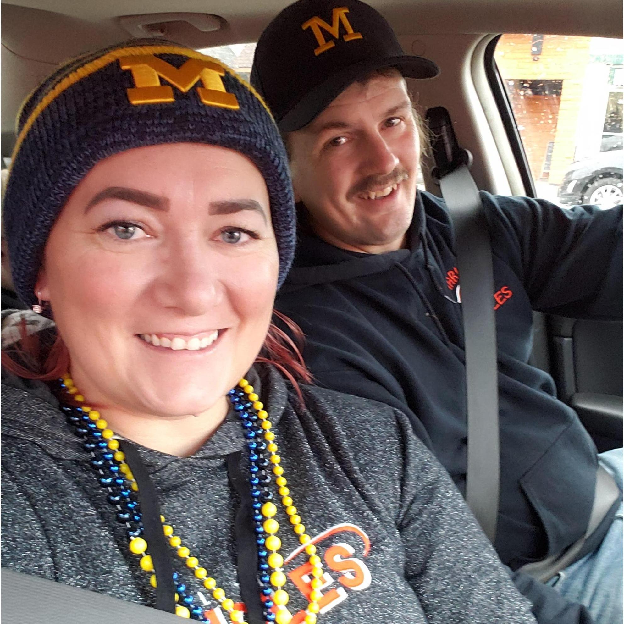 Ready for Gage's last 7th Grade football game and the Michigan v Michigan State Game!