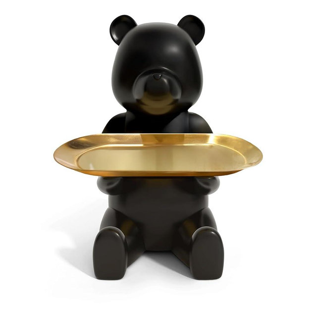 Key Dish Bowl for Entryway Table, House Warming Gifts New Apartment New Home, Bear Decor, Cute Decor, Entryway Decor Ideas & Bedside Table Decor (Matte Black)