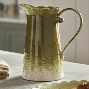 Ruffle Reactive Glaze Stoneware Pitcher