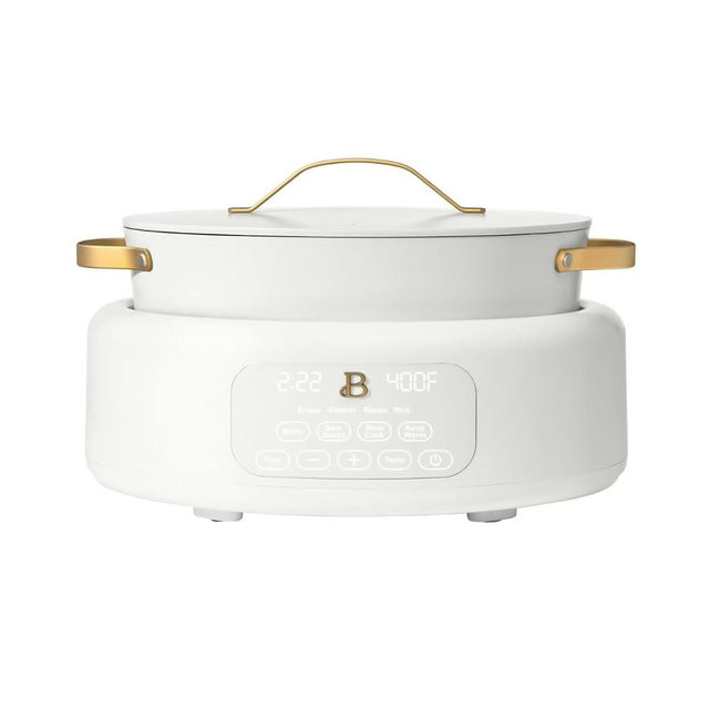 10-in-1 Electric Multi-Cooker, 6 Quart Programmable Cooking Pot with Digital Display, Nonstick Interior, One-Touch Controls, Multi-Function Kitchen Appliance (White Icing)
