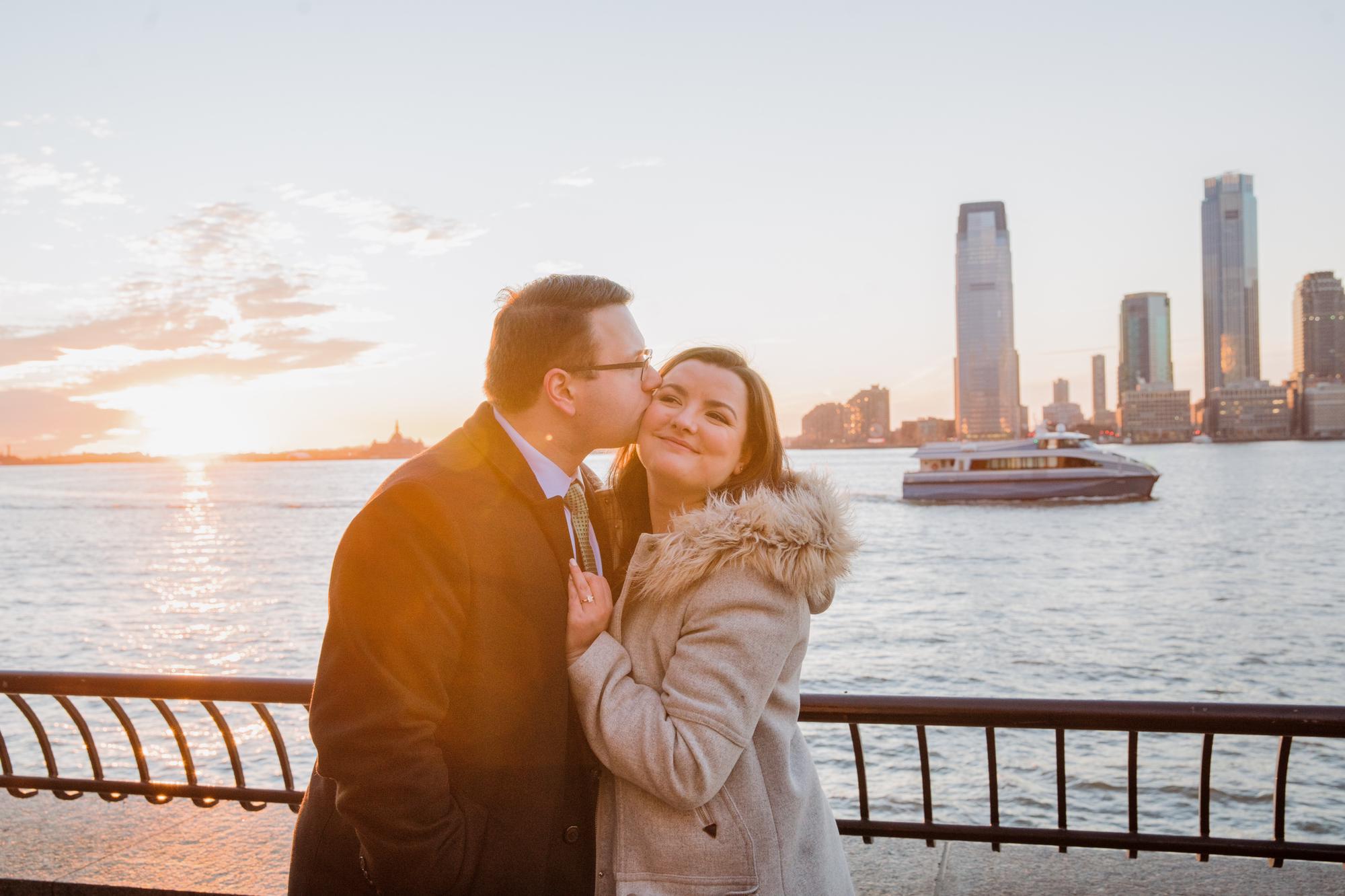 Cold days call for hugs and kisses! We both loved catching the sunset during our engagement shoot.