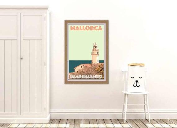 Mallorca Lighthouse - Vintage Travel Poster Majorca