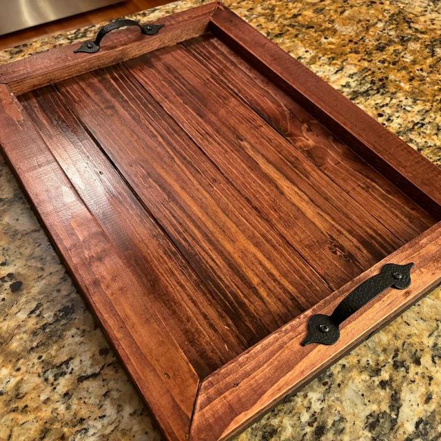 Wooden serving tray with handles. Perfect for serving in bed or on an ottoman. 14”x24”