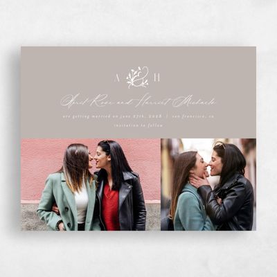 Greige, Brown Wedding Save the Date - Olmo Multiphoto
