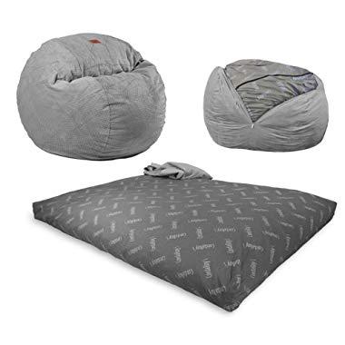 CordaRoy's Chenille, Convertible Chair Folds Bed, As Seen on Shark Tank-Charcoal, King Size Bean Bag