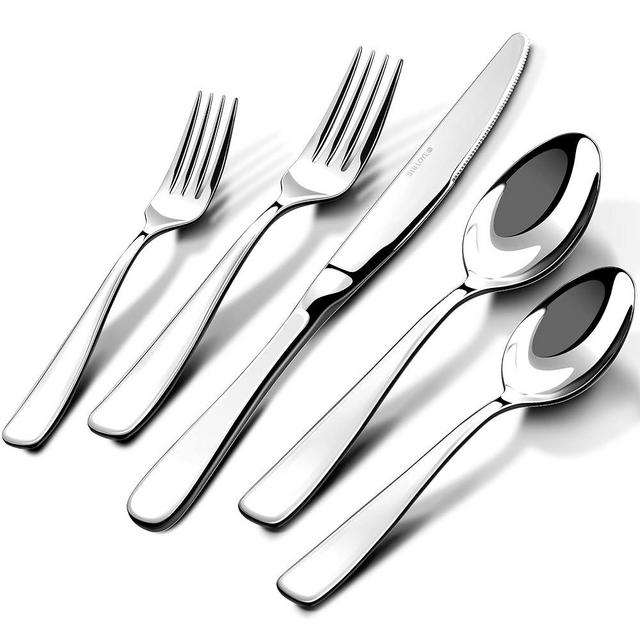 Silverware Set for 8, 40 Piece 18/10 Stainless Steel Flatware Utensils Cutlery Set, Mirror Polished knives Forks and Spoons Silverware Sets for Dinner,Wedding,Festival Gift,Dishwasher Safe,Rust Proof