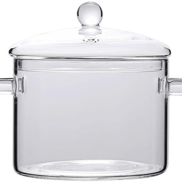 Glass Saucepan Pot with Cover, Heat-Resistant Glass Saucepan Cooking Pot for Pasta Noodle, Soup, Milk, Food (1.5L/50oz)